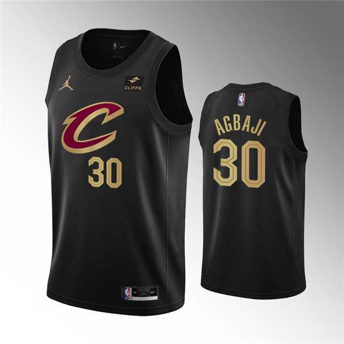 Mens Cleveland Cavaliers #30 Ochai Agbaji Black Statement Edition Stitched Basketball Jersey Dzhi